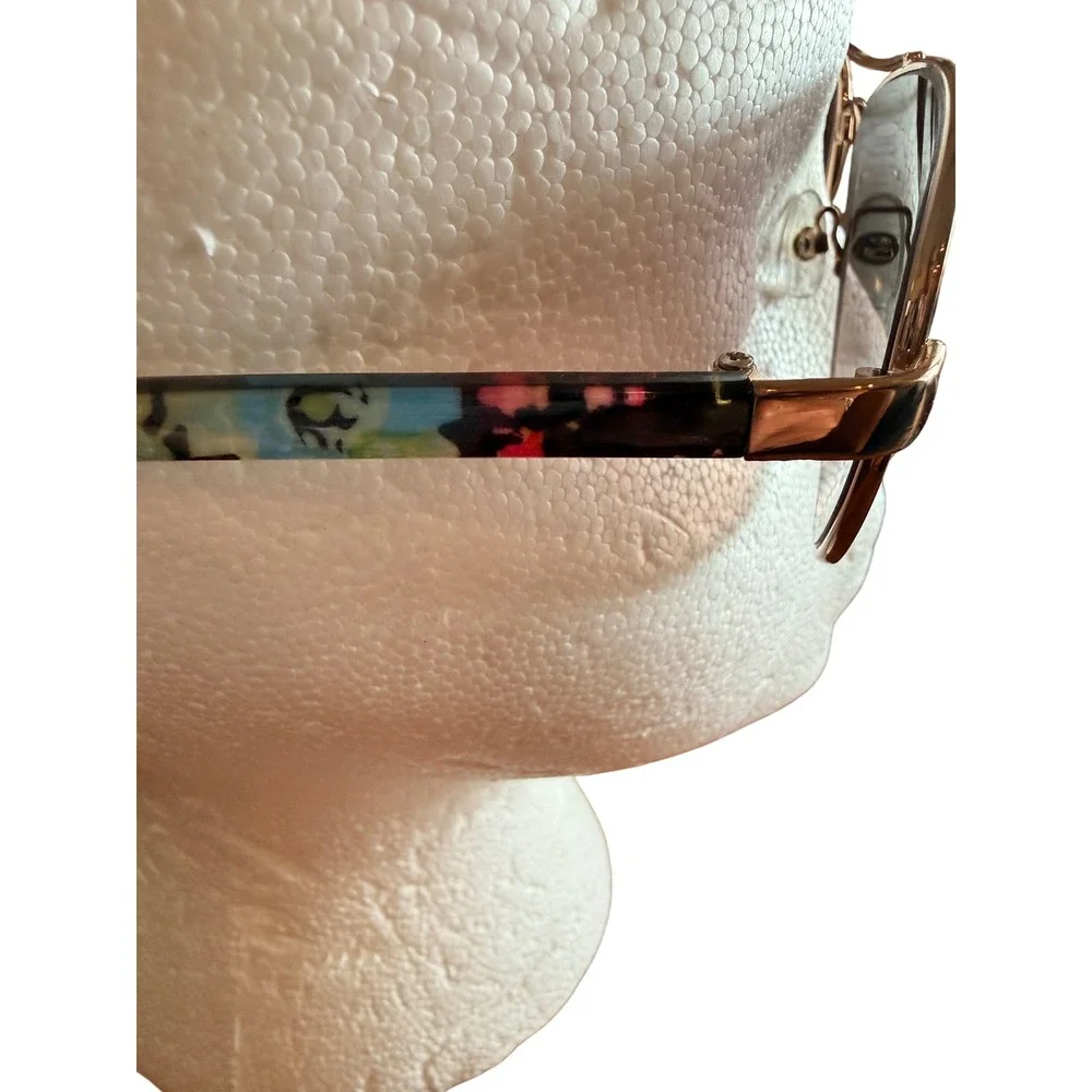 Rose Gold Aviator Sunglasses Brown Gradient Lens Floral Temple
